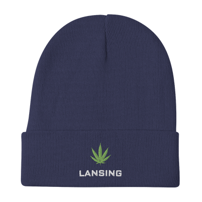 'Lansing' Winter Beanie (w/ Cannabis Leaf) - Circumspice Michigan