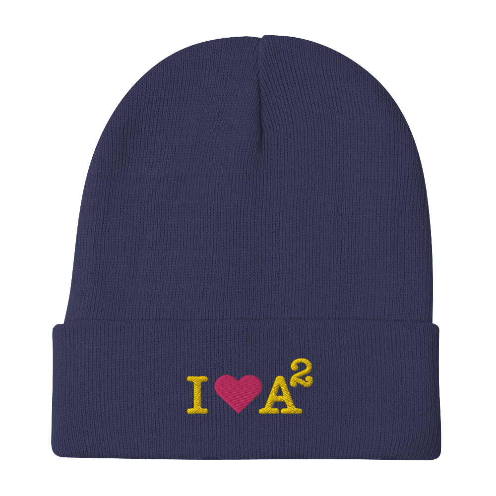 Ann Arbor 'I ❤️ A²' Winter Beanie | Gold Embroidery - Circumspice Michigan