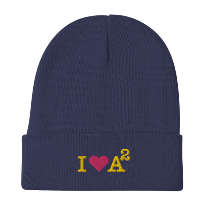 Ann Arbor 'I ❤️ A²' Winter Beanie | Gold Embroidery - Circumspice Michigan