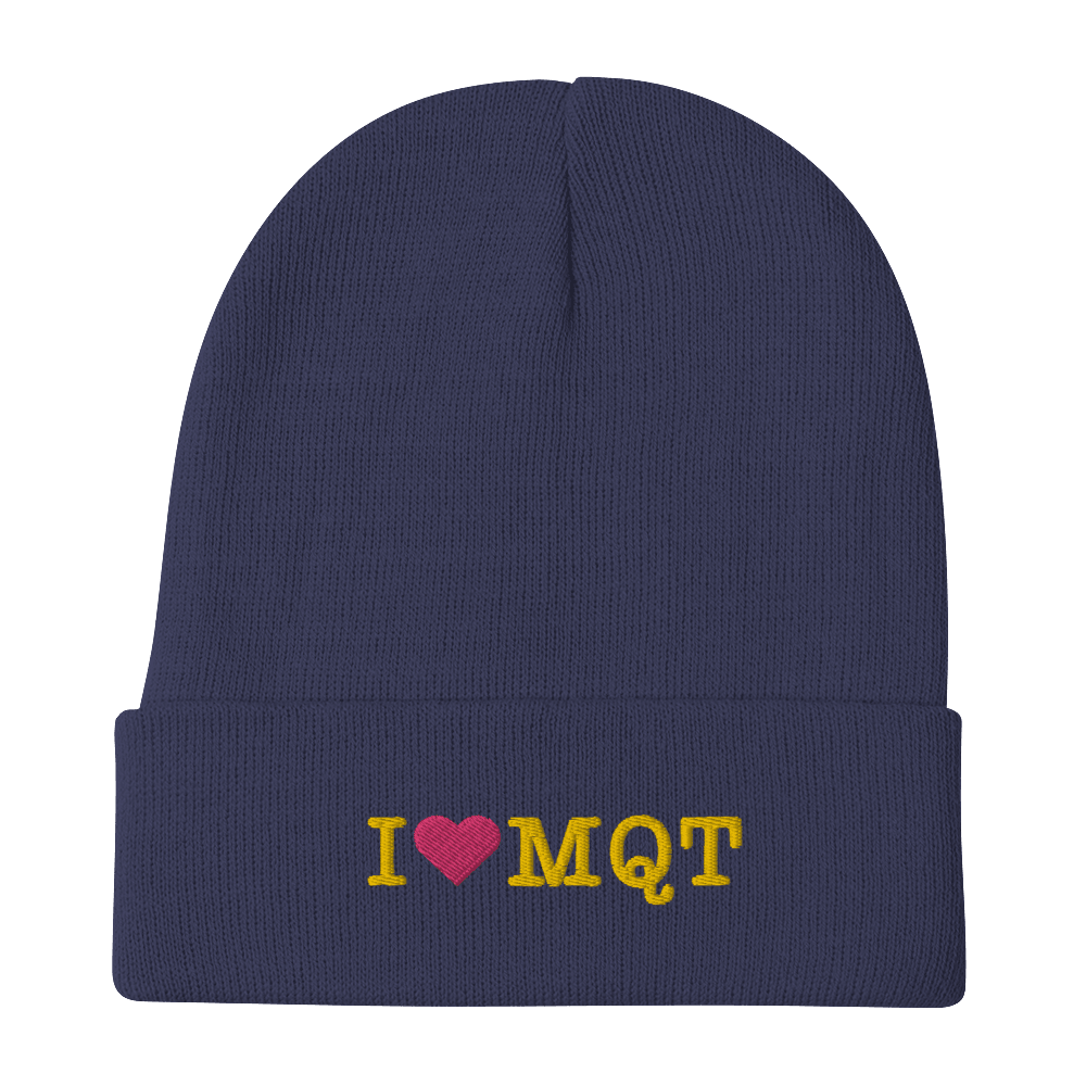 Marquette 'I ❤️ MQT' Winter Beanie | Gold Embroidery - Circumspice Michigan