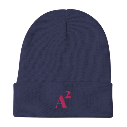 Ann Arbor 'A²' Winter Beanie (Fancy Serif Font) | Pink Embroidery - Circumspice Michigan