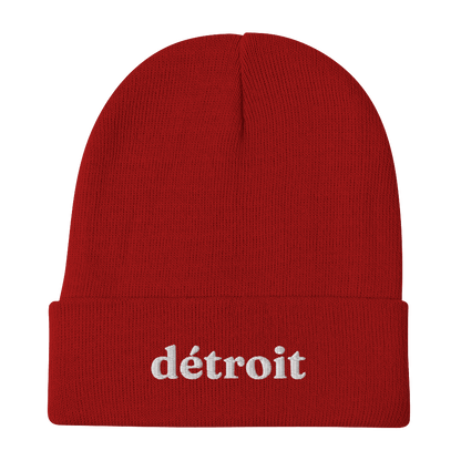 'Détroit' Winter Beanie (Fraunces Font) | White Embroidery - Circumspice Michigan