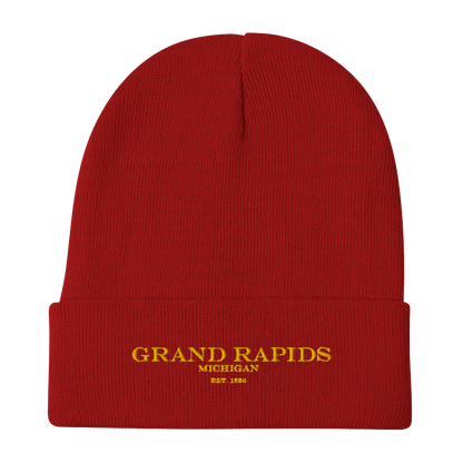 'Grand Rapids Michigan EST 1826' Winter Beanie | Gold Embroidery - Circumspice Michigan