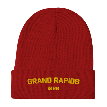 'Grand Rapids 1826' Winter Beanie | Gold Embroidery - Circumspice Michigan