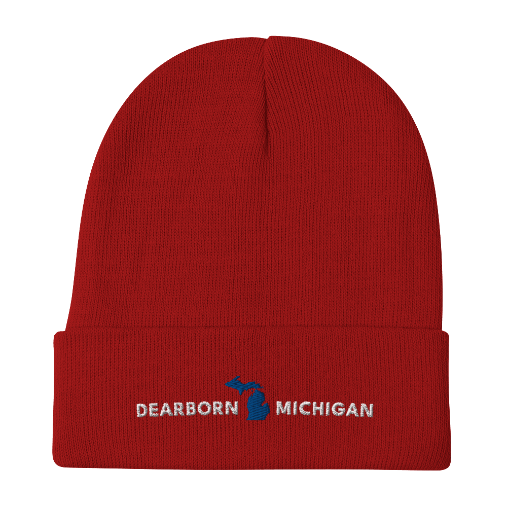 'Dearborn Michigan' Winter Beanie (w/Michigan Outline) - Circumspice Michigan