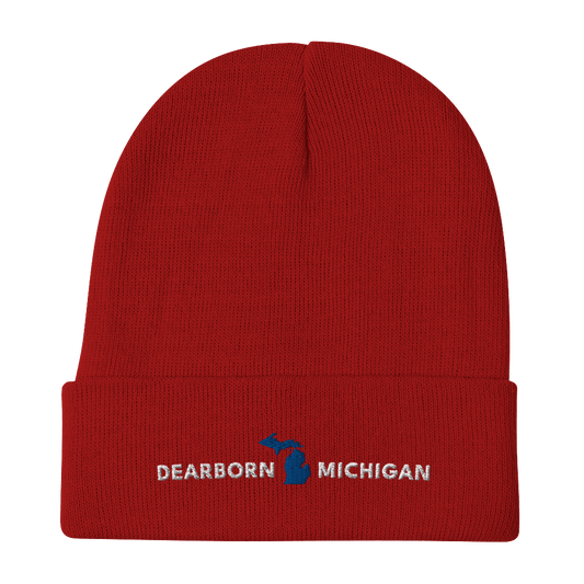 'Dearborn Michigan' Winter Beanie (w/Michigan Outline) - Circumspice Michigan