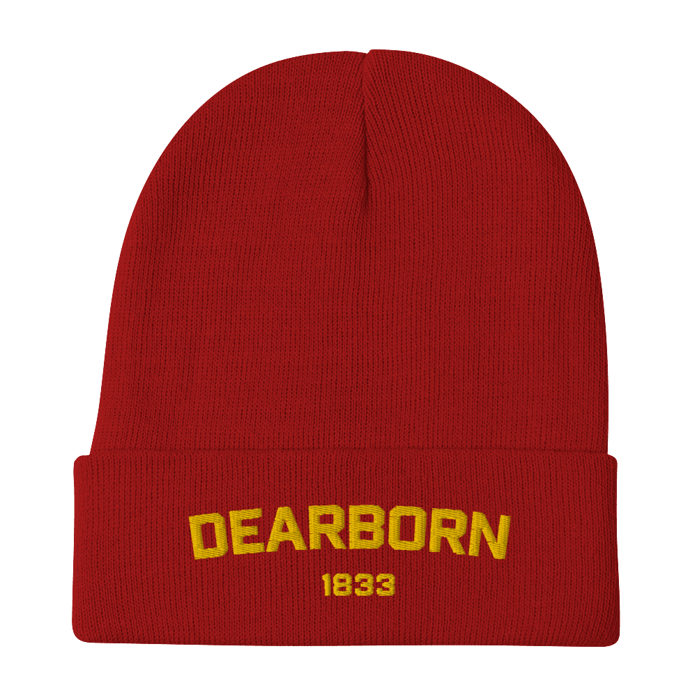 'Dearborn 1833' Winter Beanie | Gold Embroidery - Circumspice Michigan