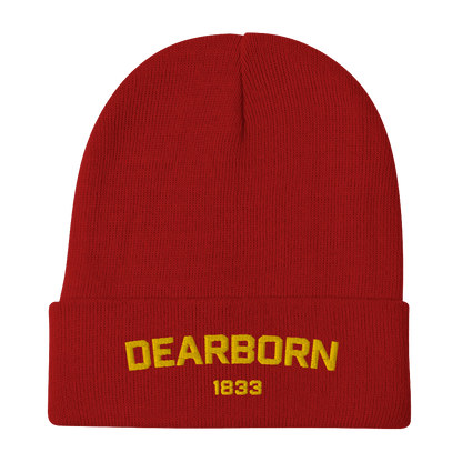 'Dearborn 1833' Winter Beanie | Gold Embroidery - Circumspice Michigan