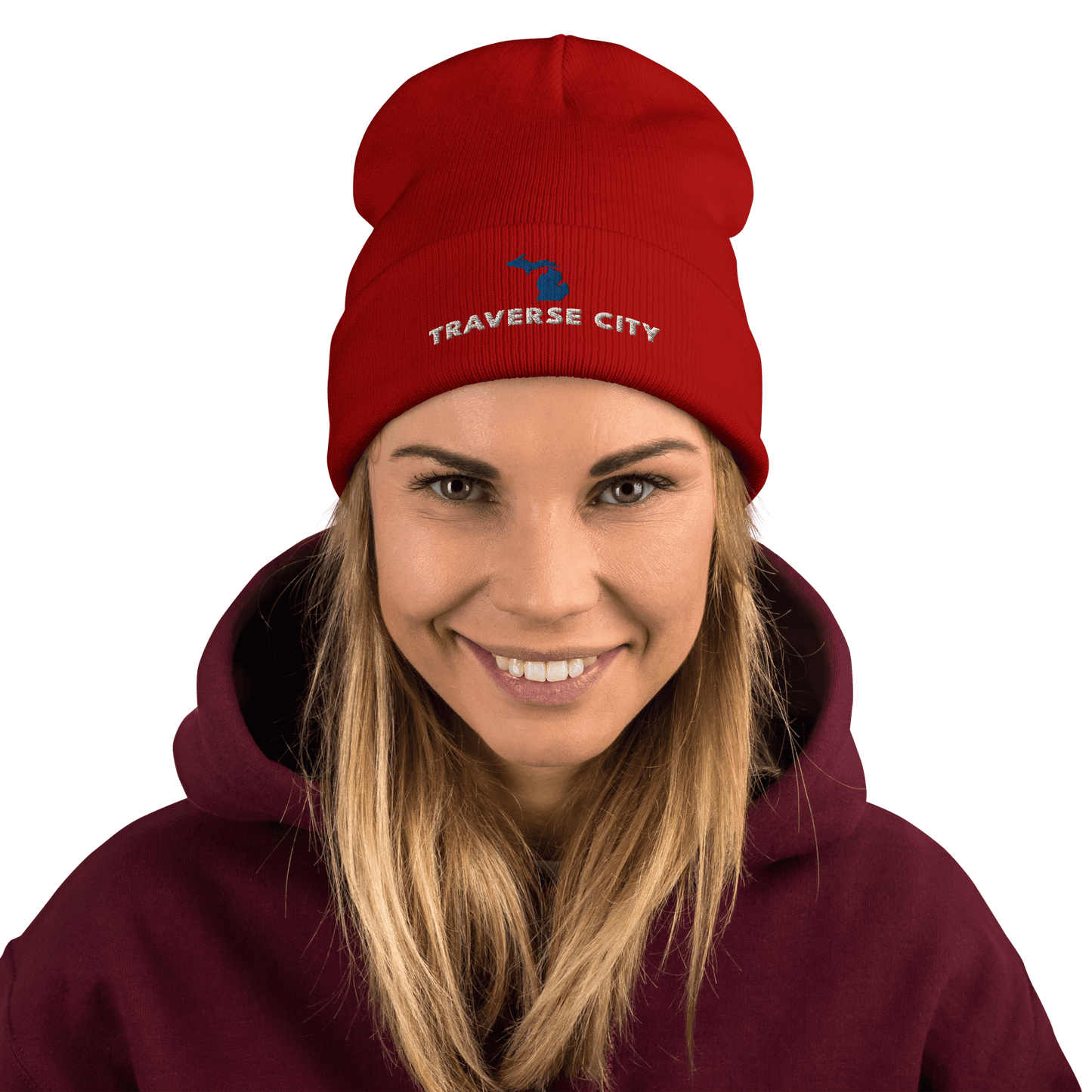 'Traverse City' Winter Beanie (w/ Michigan Outline) - Circumspice Michigan