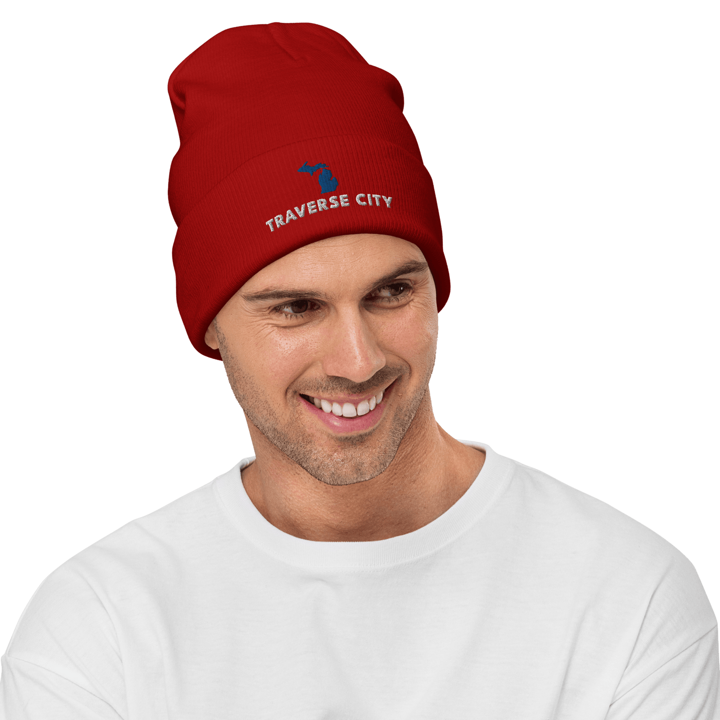 'Traverse City' Winter Beanie (w/ Michigan Outline) - Circumspice Michigan