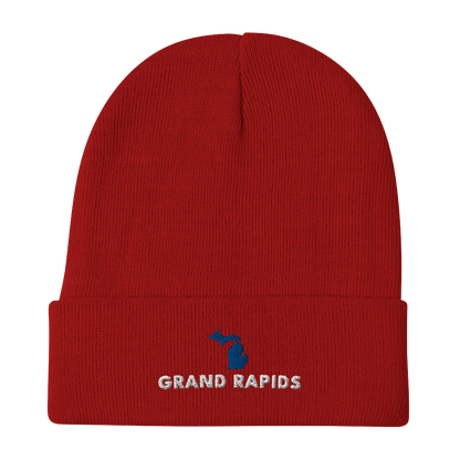 'Grand Rapids' Winter Beanie (w/ Michigan Outline) - Circumspice Michigan