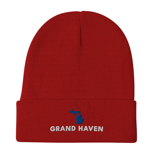 'Grand Haven' Winter Beanie (w/ Michigan Outline) - Circumspice Michigan