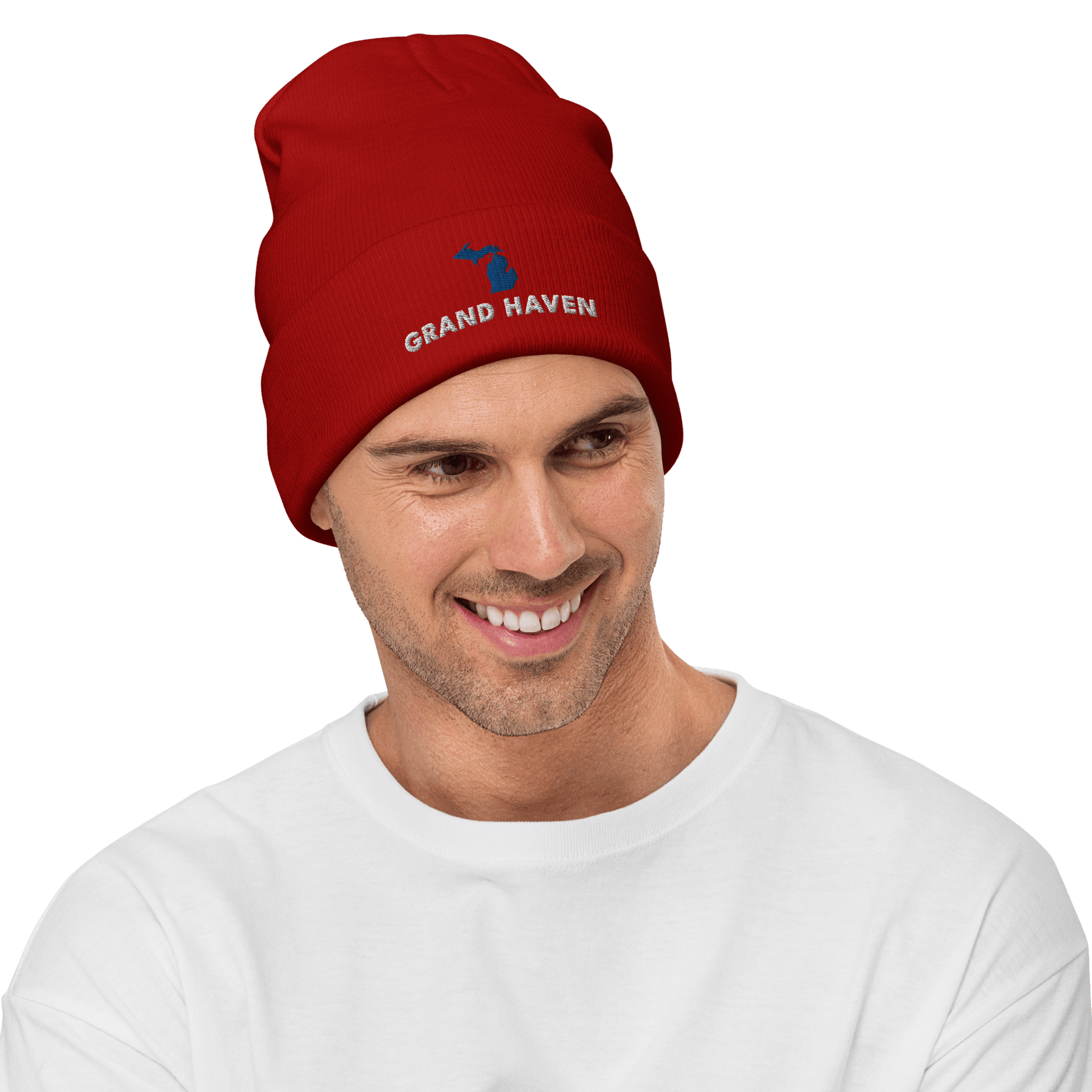 'Grand Haven' Winter Beanie (w/ Michigan Outline) - Circumspice Michigan