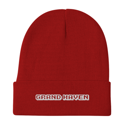 'Grand Haven' Winter Beanie (Arcade Font) - Circumspice Michigan