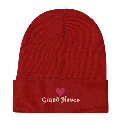 'Grand Haven' Winter Beanie (w/ Heart Outline) - Circumspice Michigan