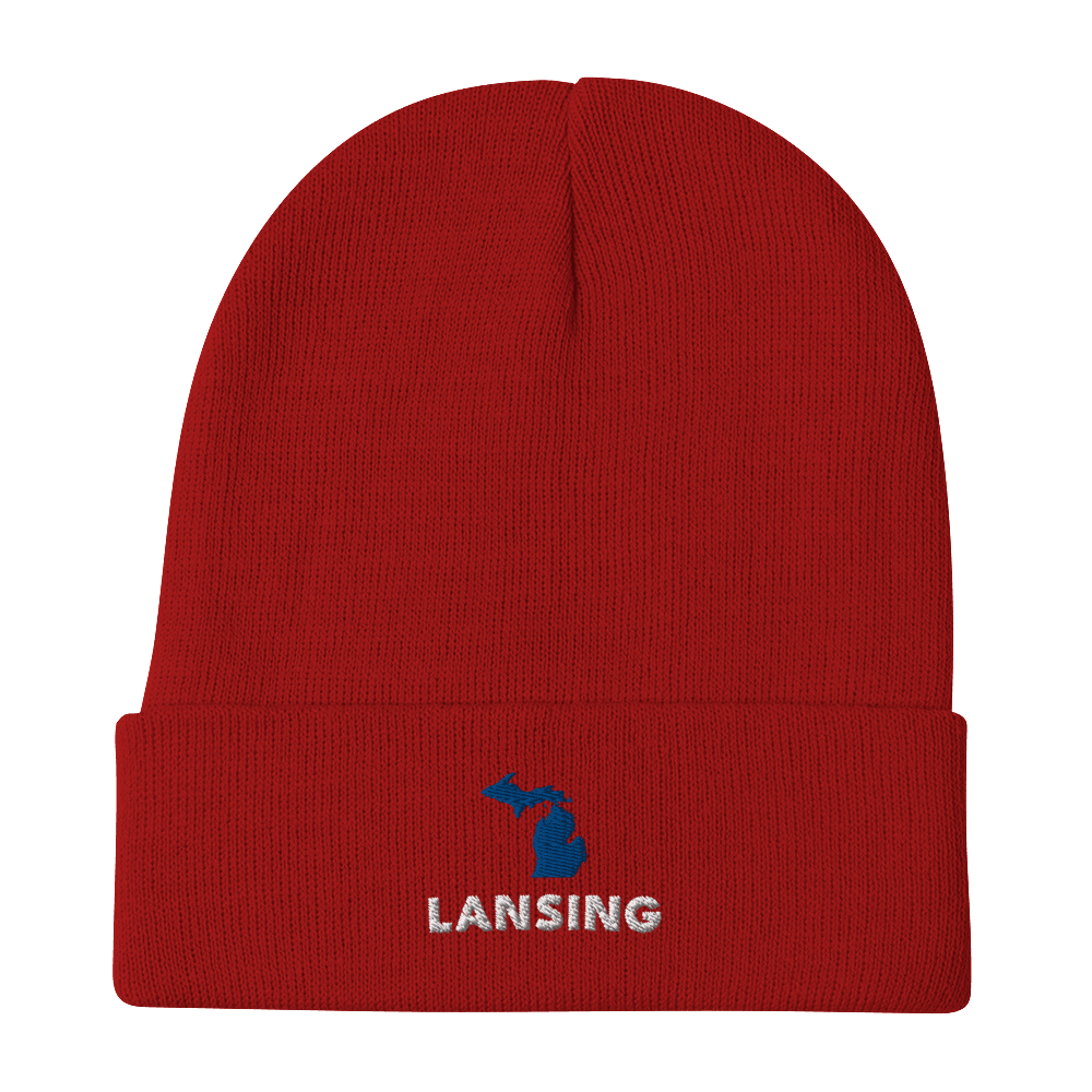 'Lansing' Winter Beanie (w/ Michigan Outline) - Circumspice Michigan