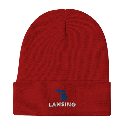 'Lansing' Winter Beanie (w/ Michigan Outline) - Circumspice Michigan