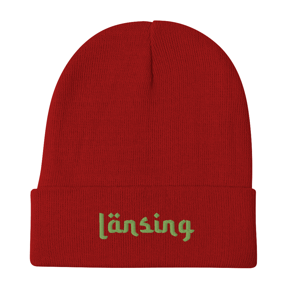 'Lansing' Winter Beanie (Arabic-Style Font) | Green Embroidery - Circumspice Michigan