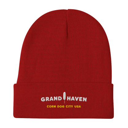 'Grand Haven Corn Dog City USA' Winter Beanie (w/ Corn Dog Outline) - Circumspice Michigan