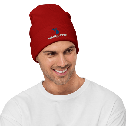 'Marquette' Winter Beanie (w/ Michigan Outline) - Circumspice Michigan