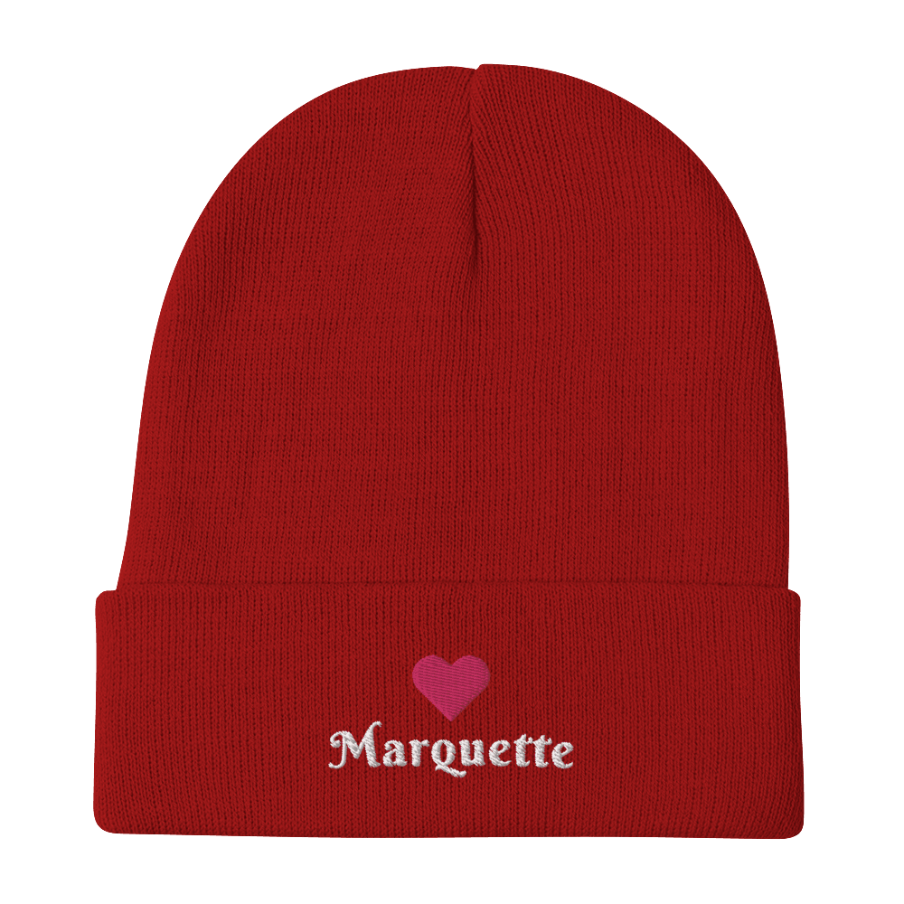 'Marquette' Winter Beanie (w/ Heart Outline) - Circumspice Michigan