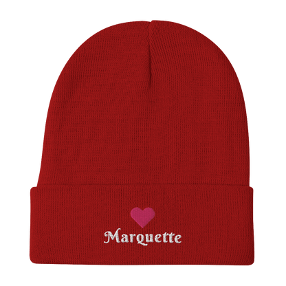 'Marquette' Winter Beanie (w/ Heart Outline) - Circumspice Michigan