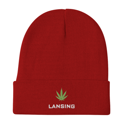 'Lansing' Winter Beanie (w/ Cannabis Leaf) - Circumspice Michigan