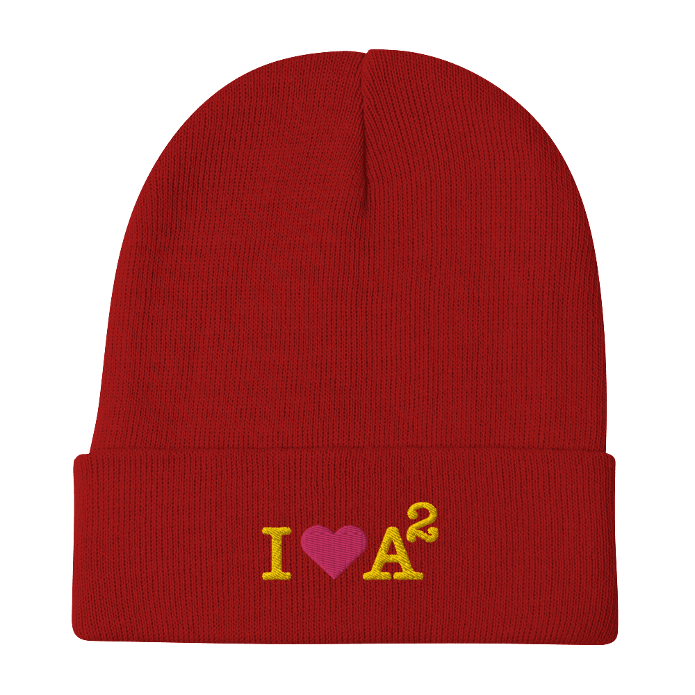 Ann Arbor 'I ❤️ A²' Winter Beanie | Gold Embroidery - Circumspice Michigan