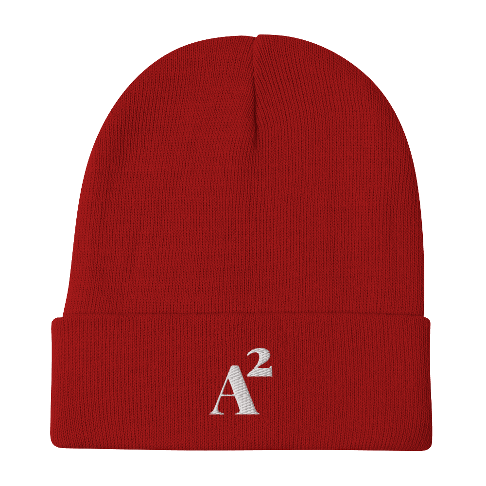 Ann Arbor 'A²' Winter Beanie (Fancy Serif Font) | White Embroidery - Circumspice Michigan