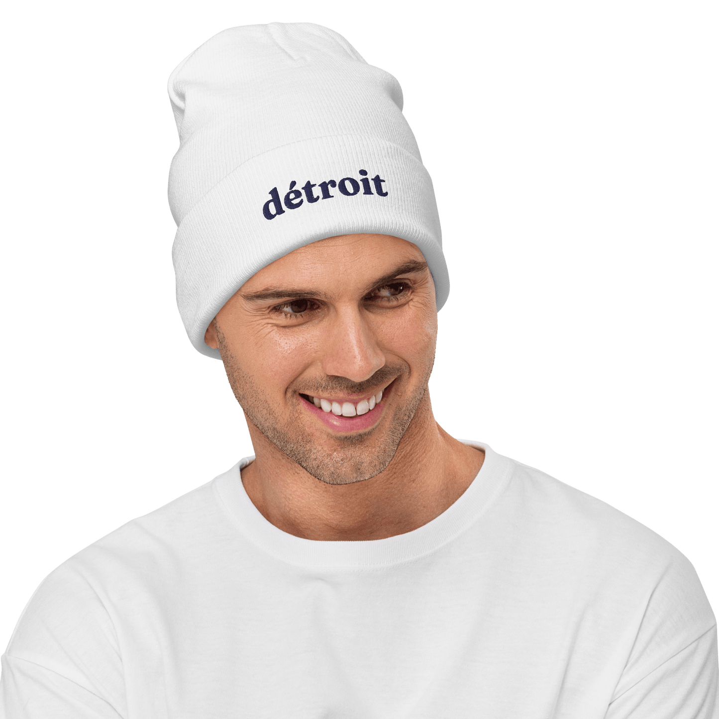 'Détroit' Winter Beanie (Fraunces Font) | White Embroidery - Circumspice Michigan