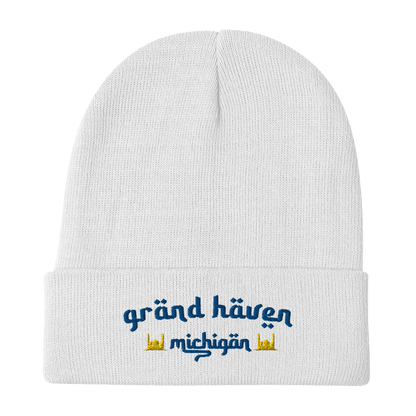 'Grand Haven Michigan' Winter Beanie (Arabic Font w/Mosque Outlines) - Circumspice Michigan