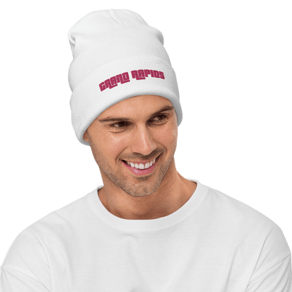 'Grand Rapids' Winter Beanie (1970s Font) | Pink Embroidery - Circumspice Michigan