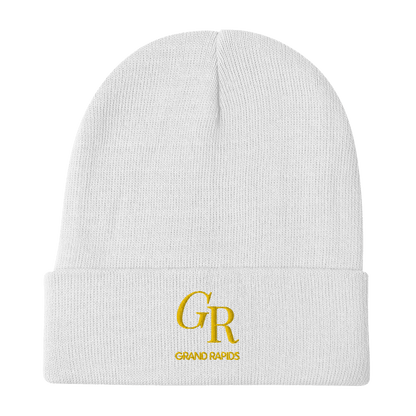 'GR Grand Rapids' Winter Beanie (Luxury Goods Parody) | Gold Embroidery - Circumspice Michigan