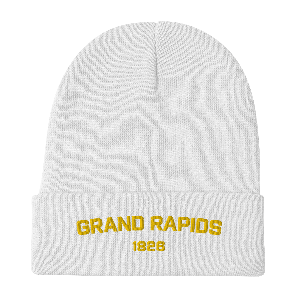 'Grand Rapids 1826' Winter Beanie | Gold Embroidery - Circumspice Michigan