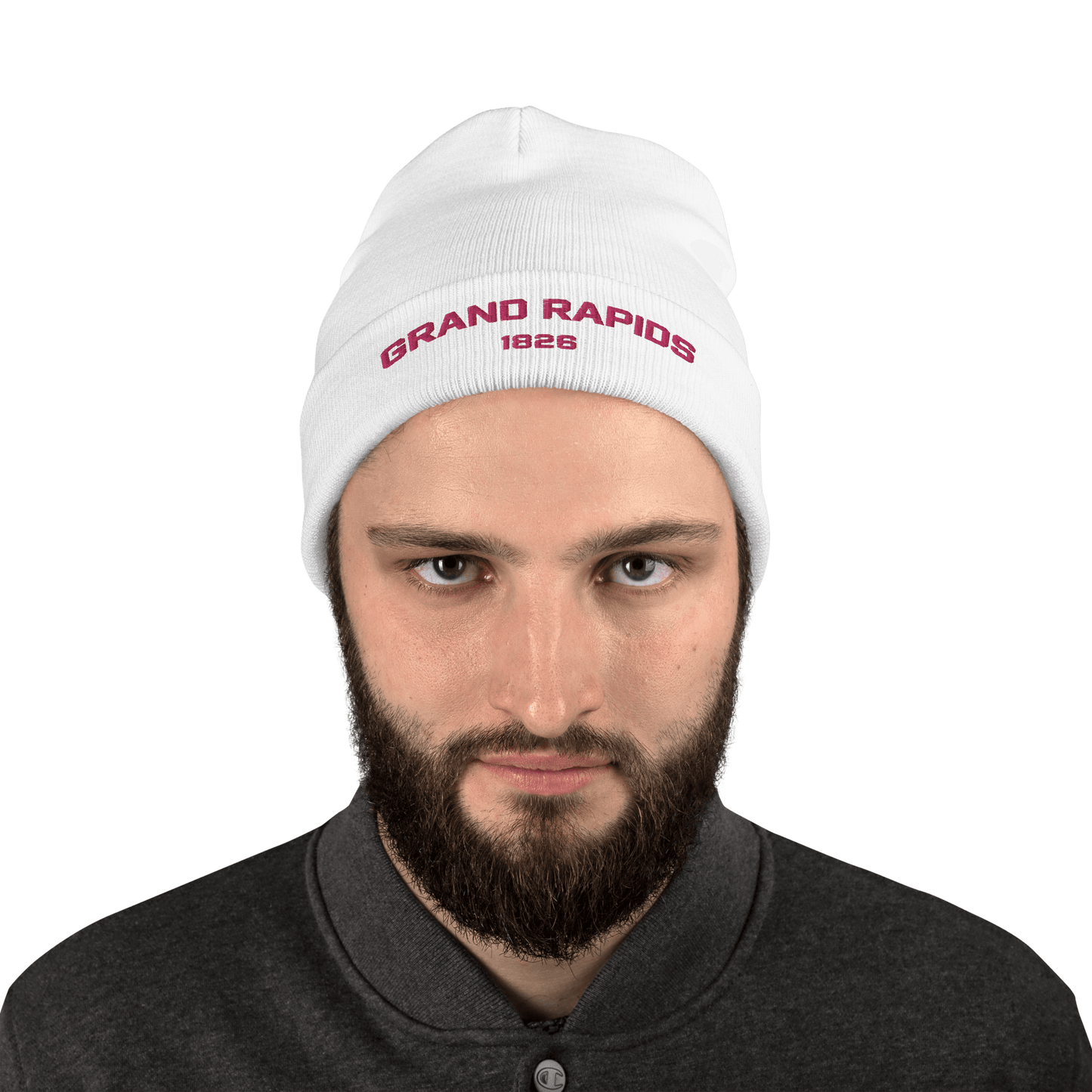 'Grand Rapids 1826' Winter Beanie | Pink Embroidery - Circumspice Michigan