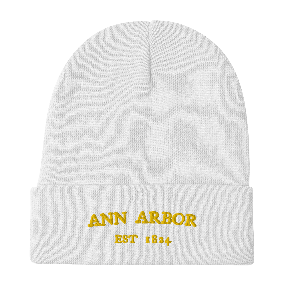 'Ann Arbor EST 1824' Winter Beanie | Gold Embroidery - Circumspice Michigan