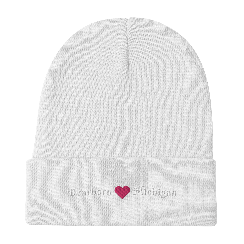 'Dearborn Michigan' Winter Beanie (w/Heart Outline) - Circumspice Michigan