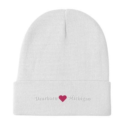 'Dearborn Michigan' Winter Beanie (w/Heart Outline) - Circumspice Michigan