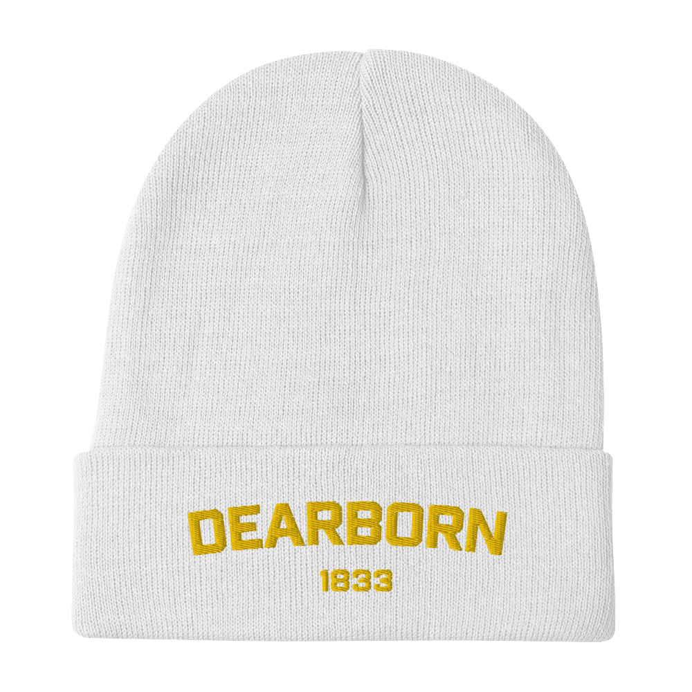 'Dearborn 1833' Winter Beanie | Gold Embroidery - Circumspice Michigan