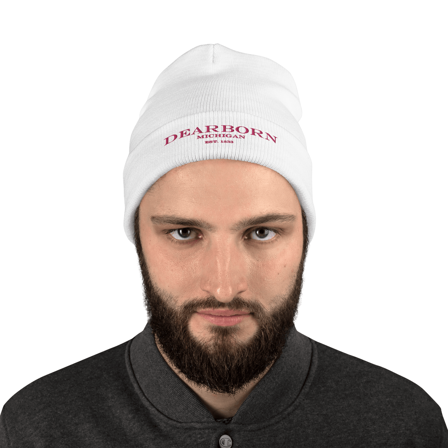 'Dearborn Michigan EST 1833' Winter Beanie | Pink Embroidery - Circumspice Michigan