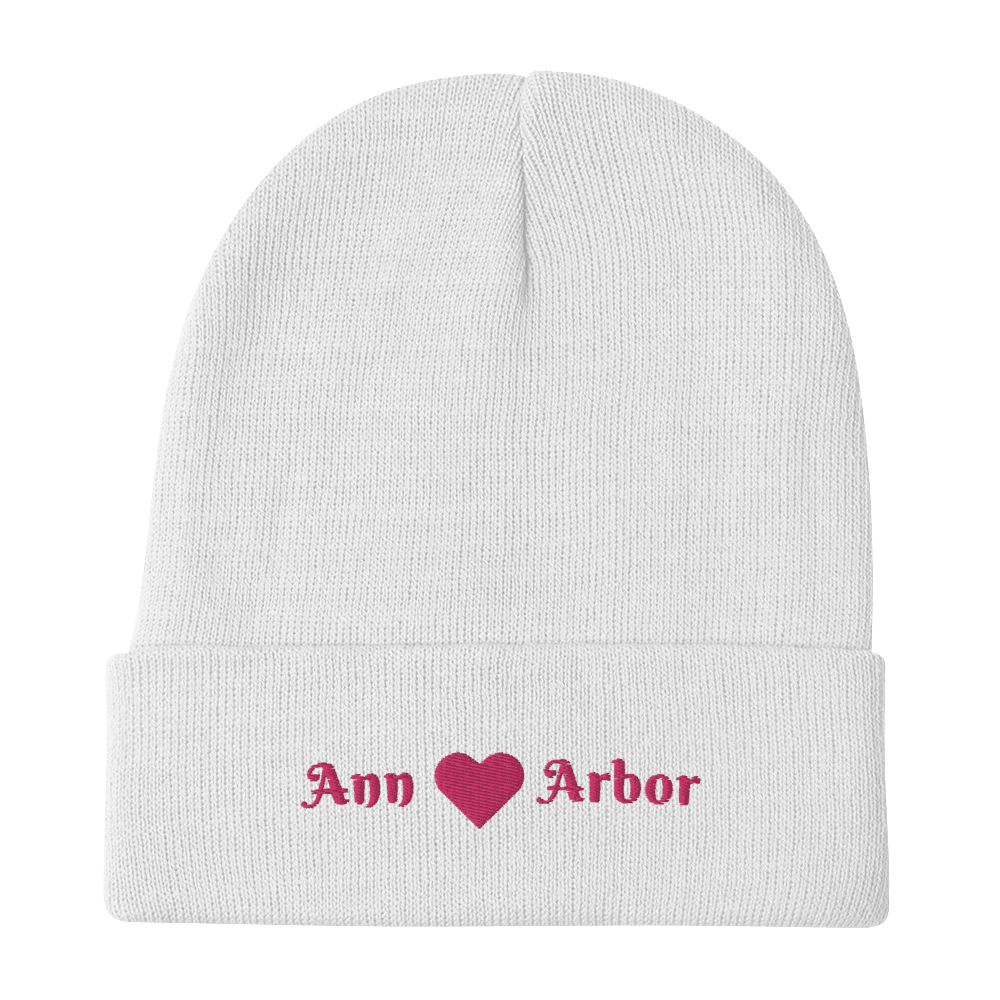 'Ann Arbor' Winter Beanie (w/ Heart Outline) - Circumspice Michigan