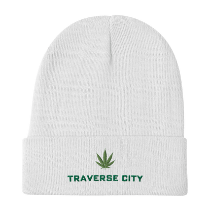 'Traverse City' Winter Beanie (w/Cannabis Leaf) - Circumspice Michigan