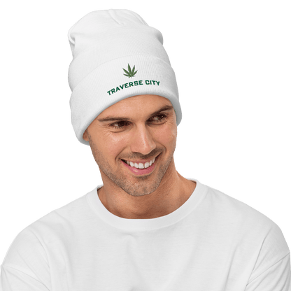 'Traverse City' Winter Beanie (w/Cannabis Leaf) - Circumspice Michigan