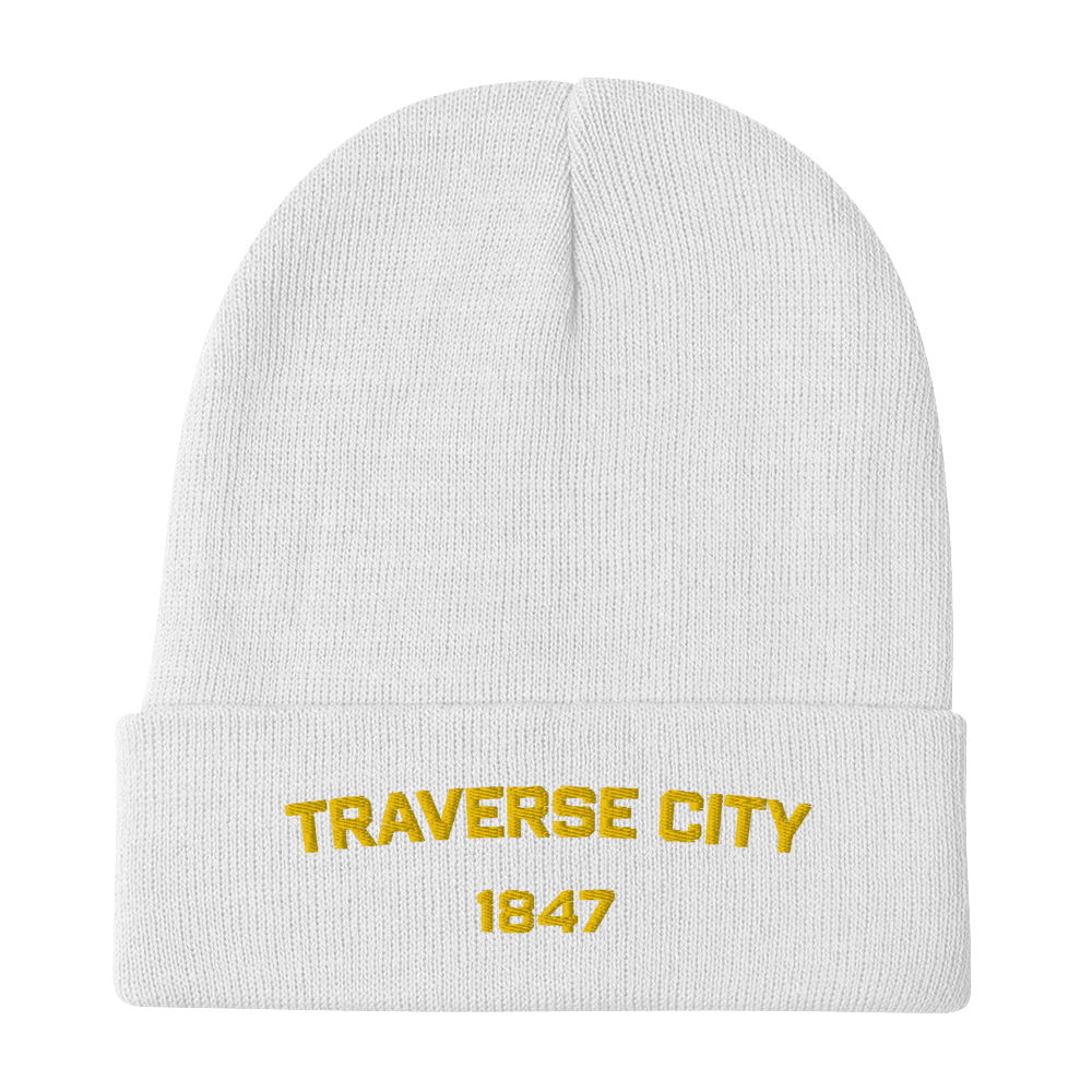 'Traverse City 1847' Winter Beanie | Gold Embroidery - Circumspice Michigan