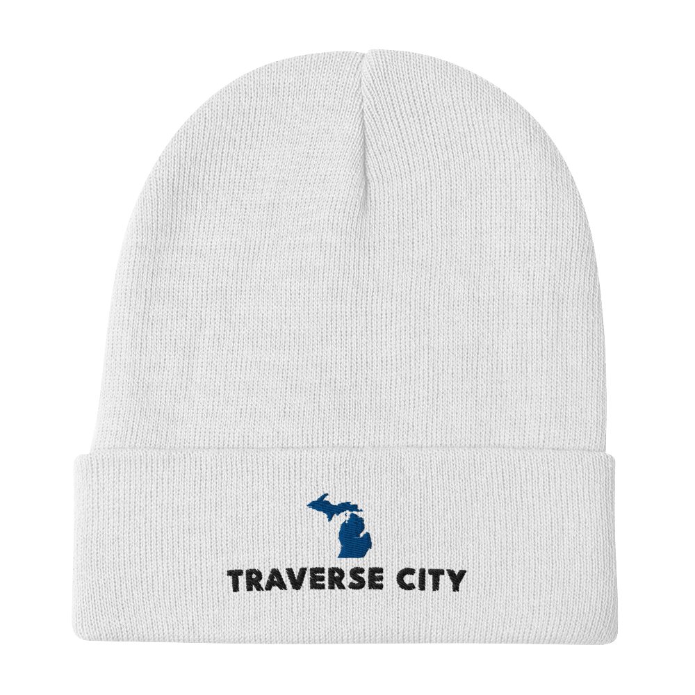 'Traverse City' Winter Beanie (w/ Michigan Outline) - Circumspice Michigan