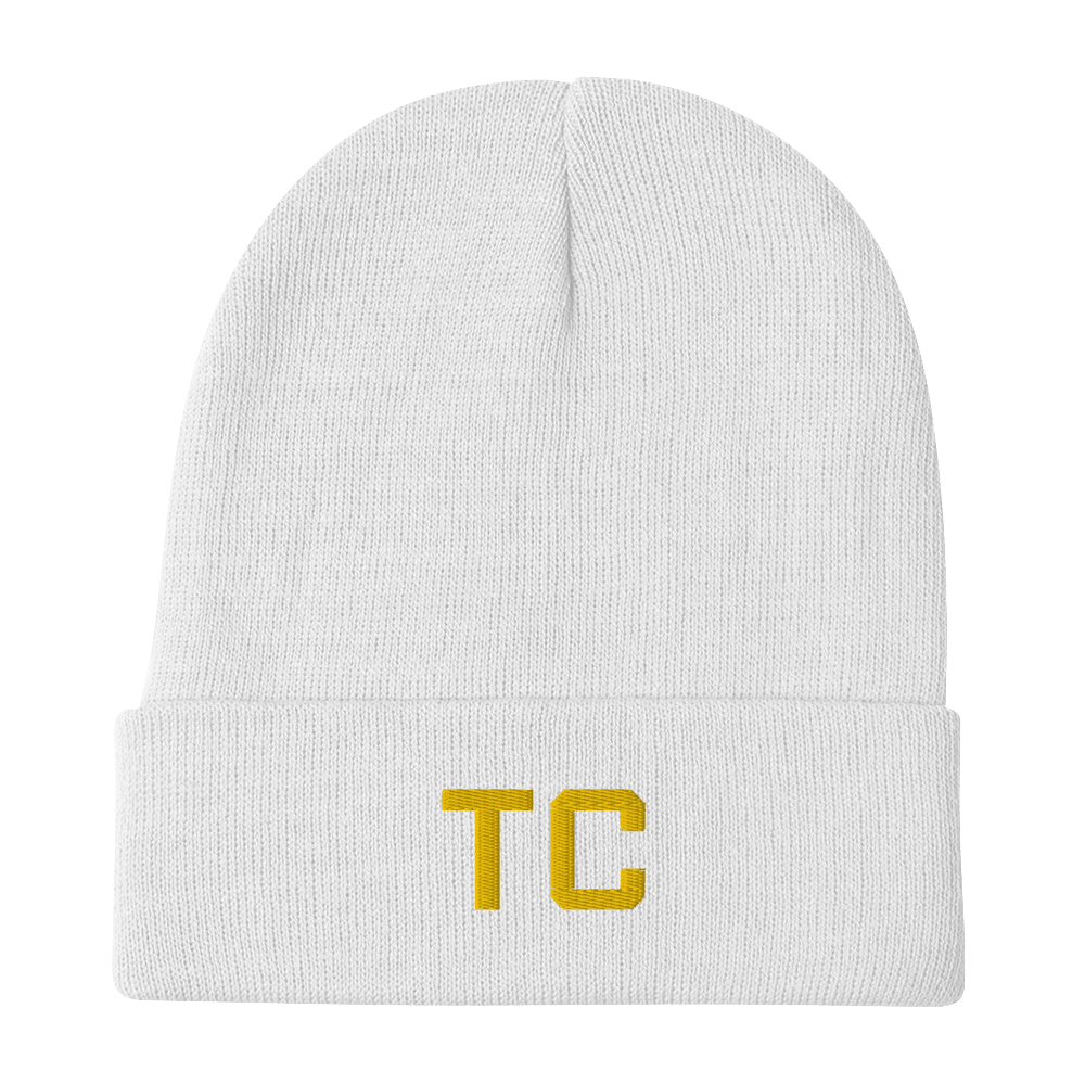 Traverse City 'TC' Winter Beanie (Athletic Font) | Gold Embroidery - Circumspice Michigan