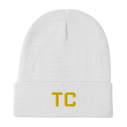 Traverse City 'TC' Winter Beanie (Athletic Font) | Gold Embroidery - Circumspice Michigan