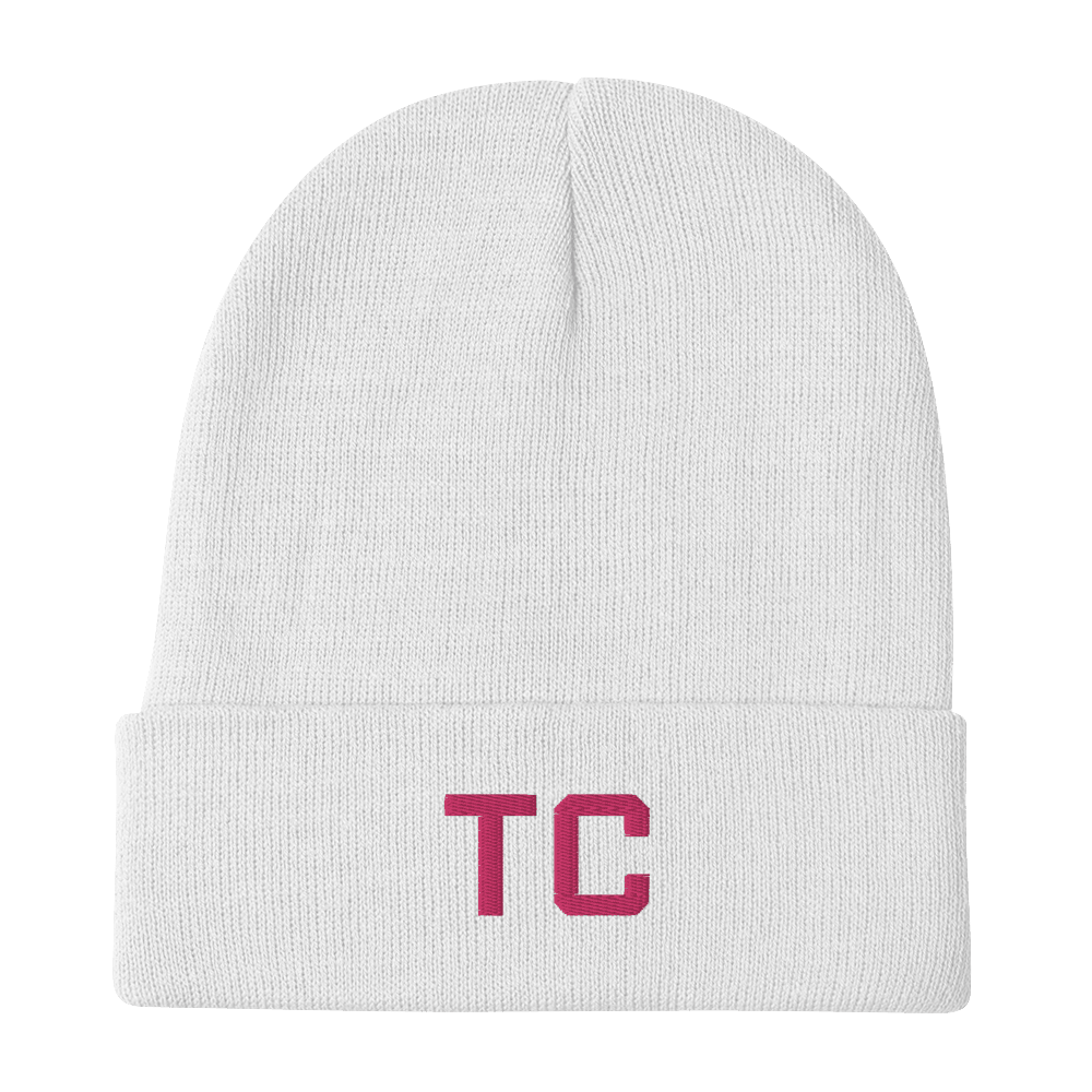 Traverse City 'TC' Winter Beanie (Athletic Font) | Pink Embroidery - Circumspice Michigan