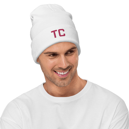 Traverse City 'TC' Winter Beanie (Athletic Font) | Pink Embroidery - Circumspice Michigan