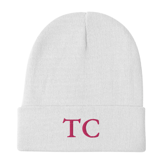 Traverse City 'TC' Winter Beanie (French Serif Font) | Pink Embroidery - Circumspice Michigan